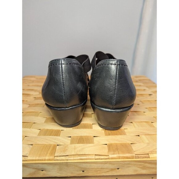 L'Amour Des Pieds Black Leather Mary Jane Shoe Wedge Women 9.5 Comfort Slip On - Picture 16 of 16